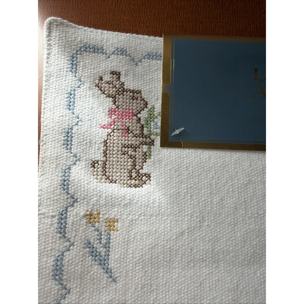 Easter Placemats Lillian August Cross Stitch‎ Reversible Bunny Goose Lamb Plaid